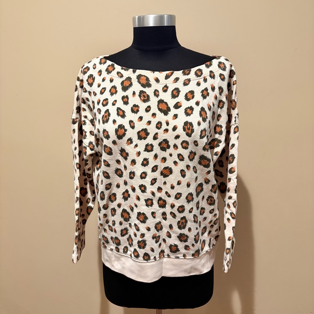 J. Crew Leopard Print Sweatshirt - Cream and Black